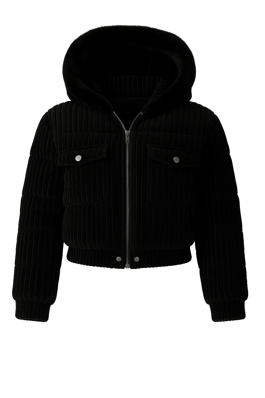 Jaqueta Feminina Puffer Veludo Cotelê com Capuz Femizza - Loja Femizza