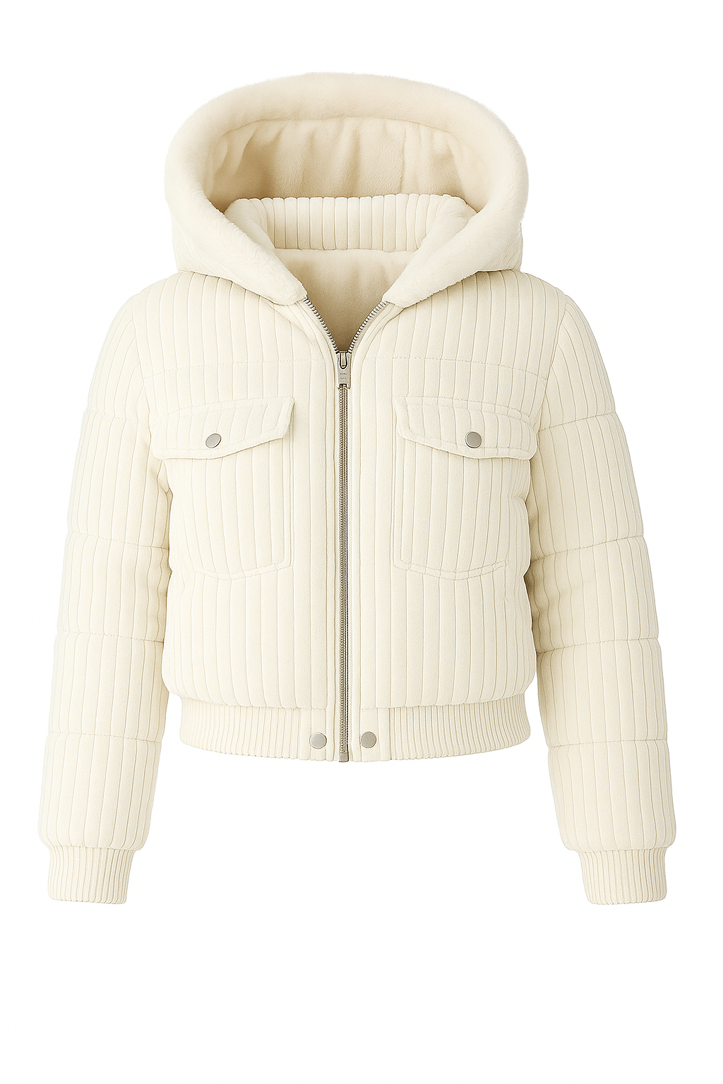 Jaqueta Feminina Puffer Veludo Cotelê com Capuz Femizza - Loja Femizza