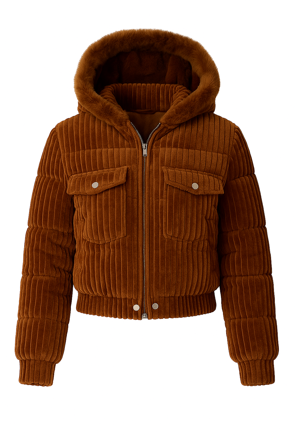 Jaqueta Feminina Puffer Veludo Cotelê com Capuz Femizza - Loja Femizza