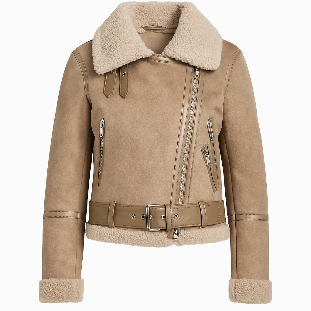 Jaqueta Feminina em Couro e Lã de Cordeiro Femizza - Loja Femizza