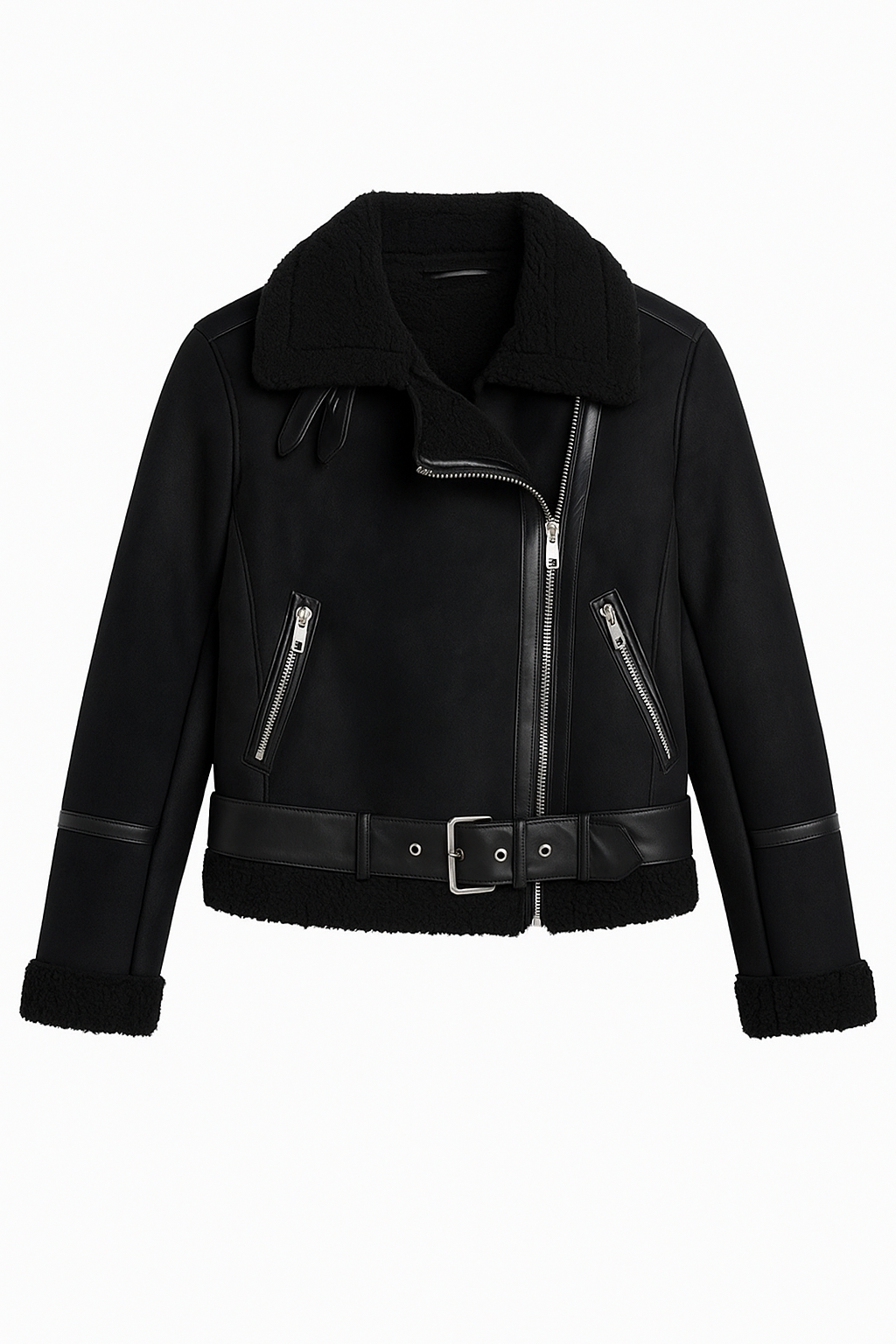 Jaqueta Feminina em Couro e Lã de Cordeiro Femizza - Loja Femizza