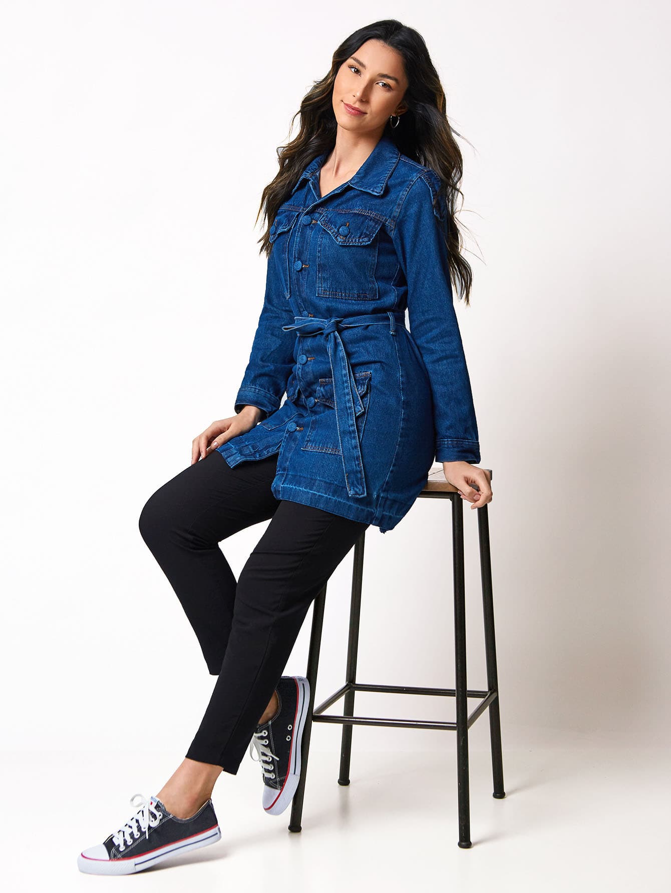 Jaqueta Jeans Feminina Isabella com cinto - Loja Femizza