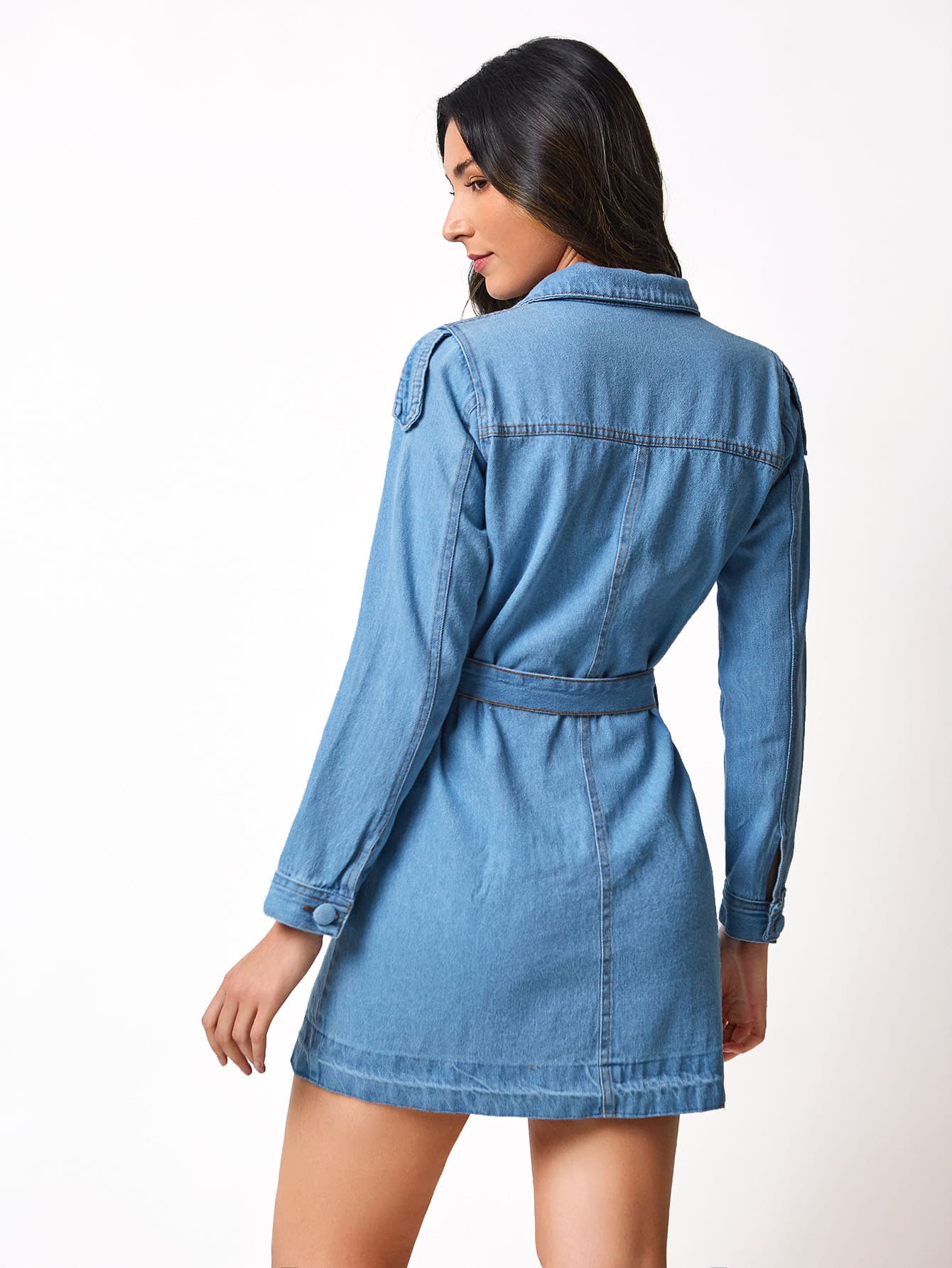 Jaqueta Jeans Feminina Isabella com cinto - Loja Femizza