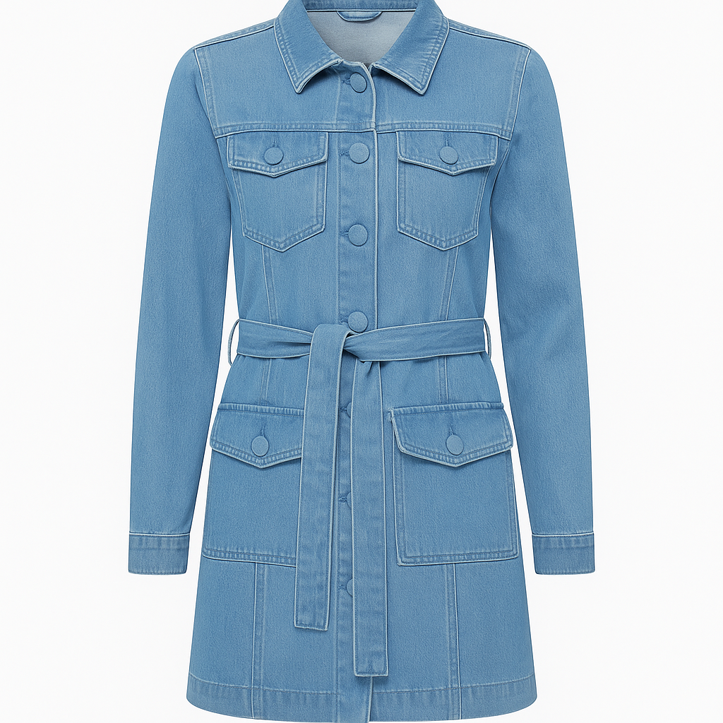 Jaqueta Jeans Feminina Isabella com cinto - Loja Femizza