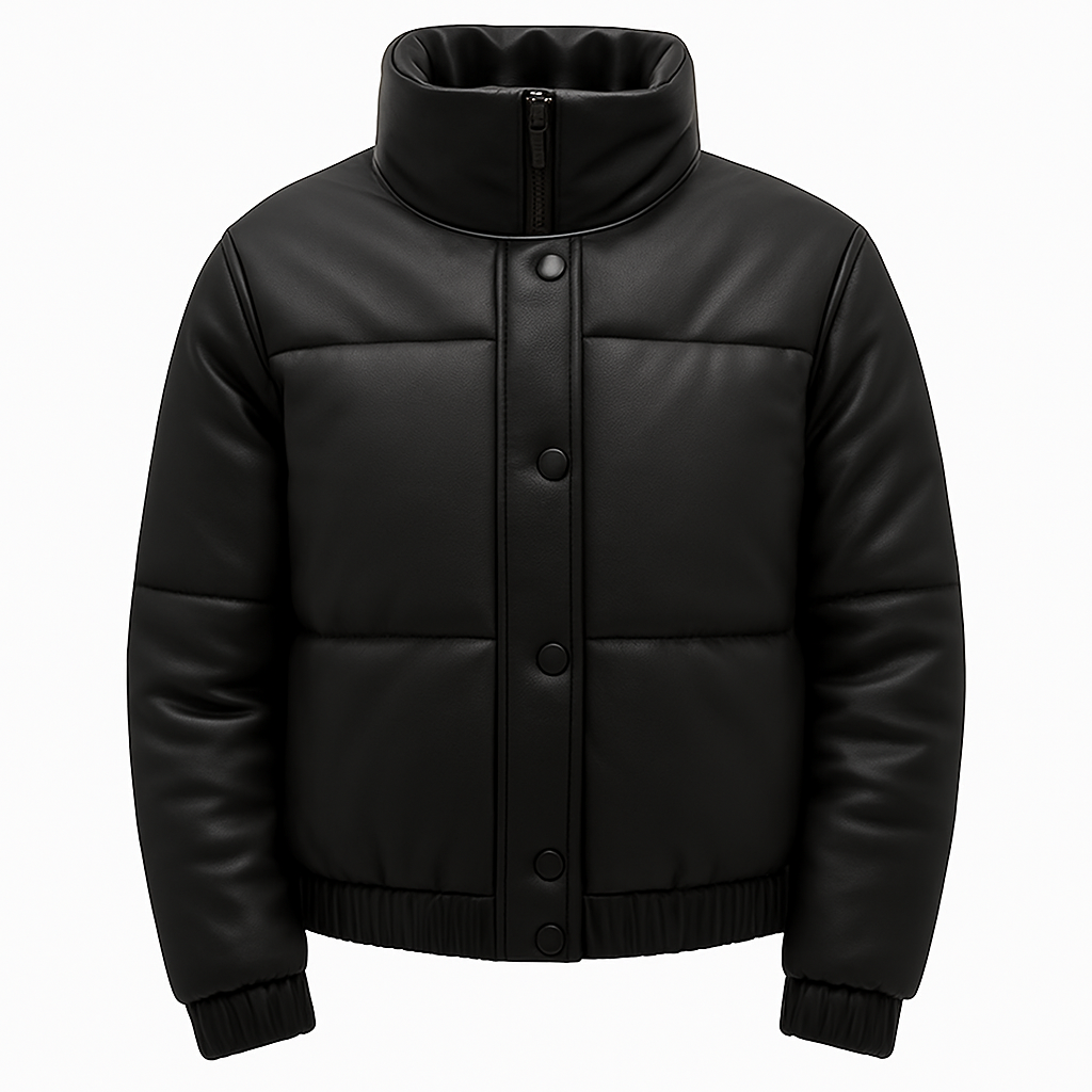 Jaqueta Puffer Feminina de Couro Forrada - Loja Femizza