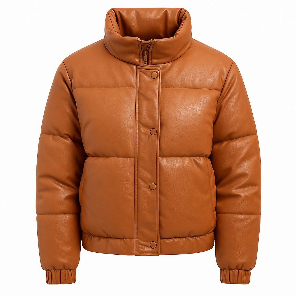 Jaqueta Puffer Feminina de Couro Forrada - Loja Femizza