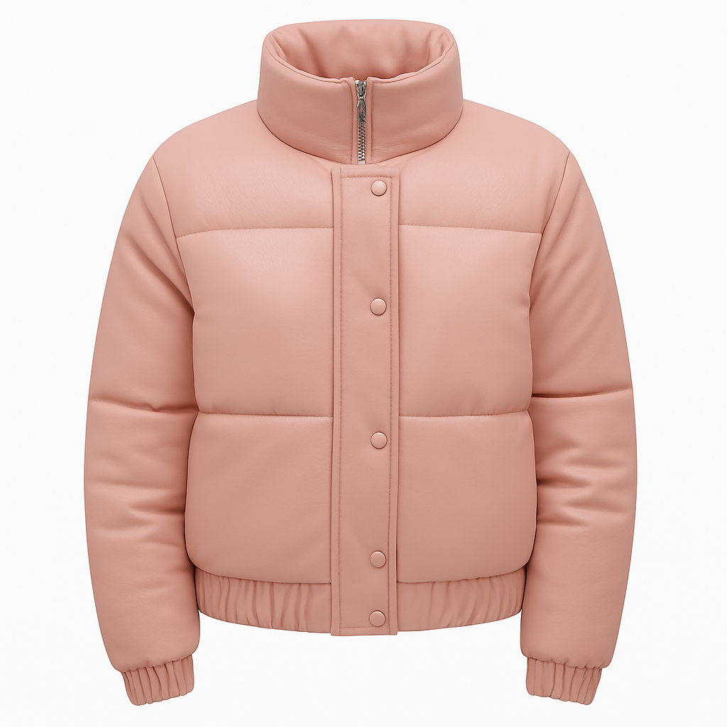 Jaqueta Puffer Feminina de Couro Forrada - Loja Femizza