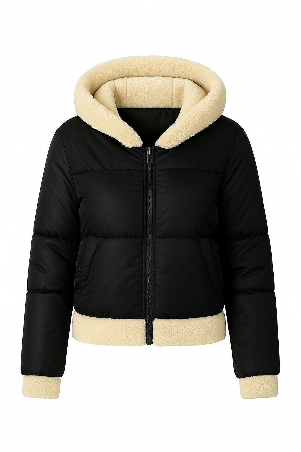 Jaqueta Puffer Forrada Feminina Peluciada com Capuz Femizza - Loja Femizza