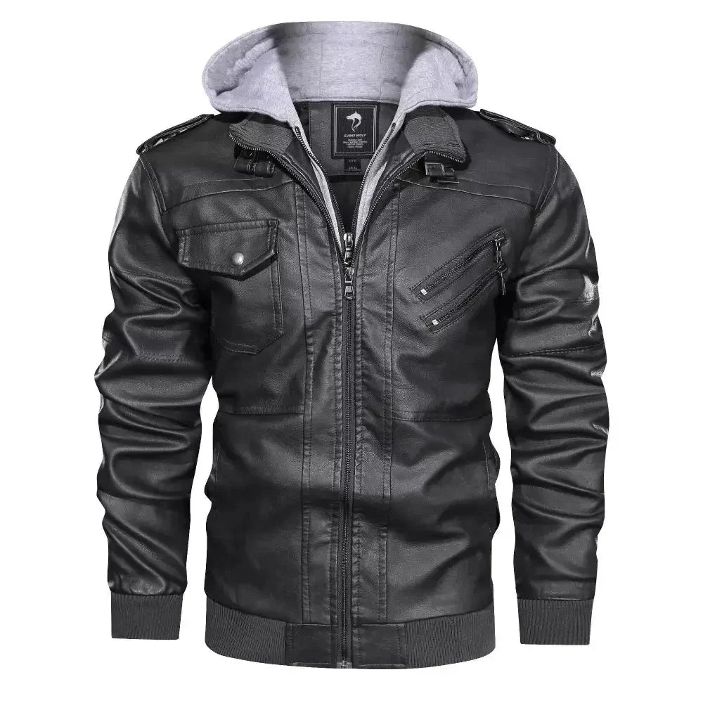 Jaqueta de Couro Masculina com Capuz - Loja Femizza