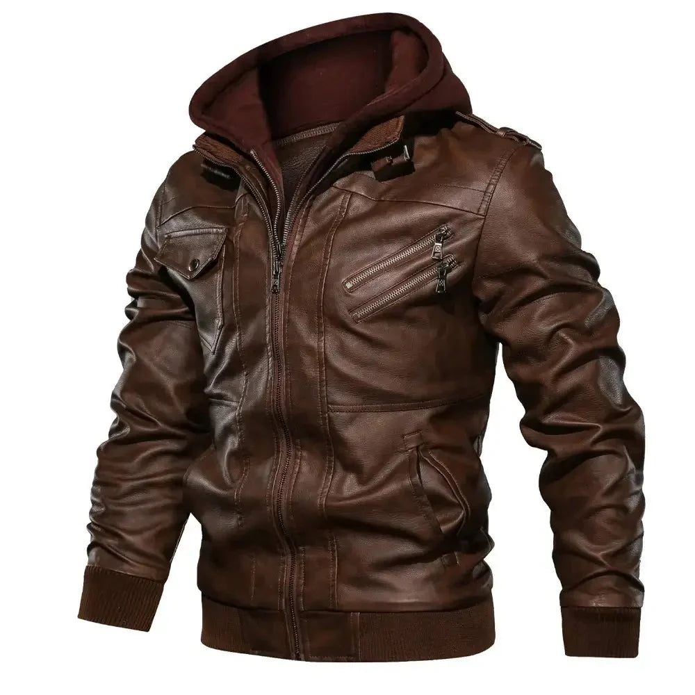 Jaqueta de Couro Masculina com Capuz - Loja Femizza