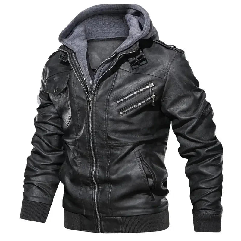 Jaqueta de Couro Masculina com Capuz - Loja Femizza