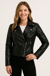 Jaqueta De Couro Feminina Com Ziper Inverno Elegante - Loja Femizza