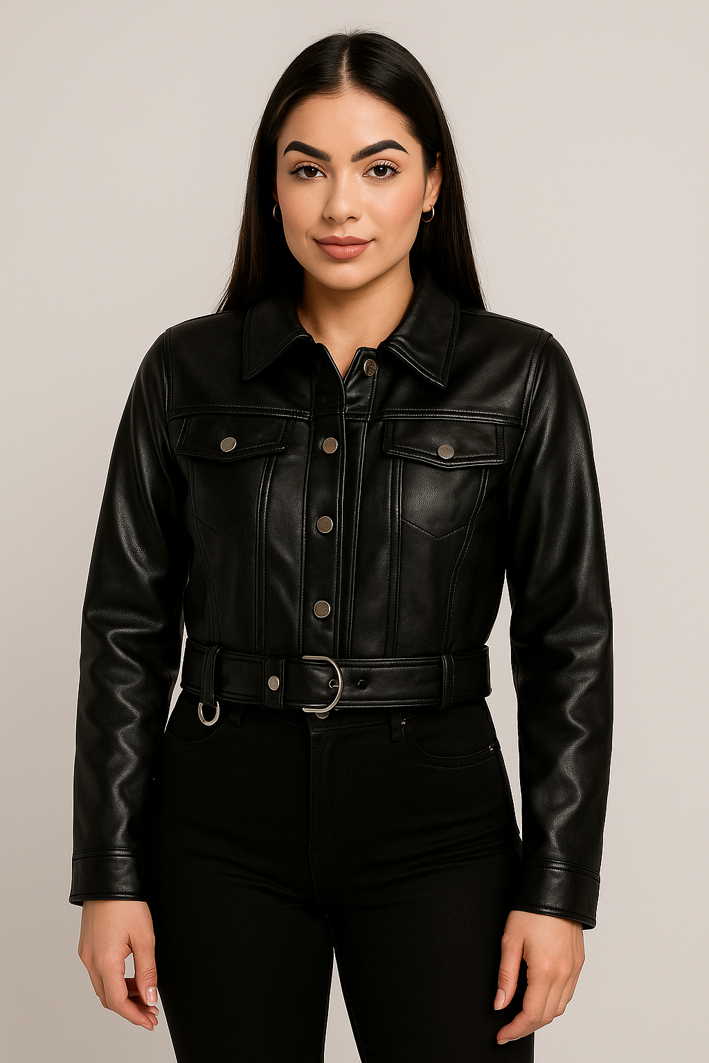 Jaqueta Jeans Feminina de Couro Femizza - Loja Femizza
