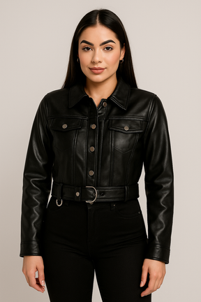 Jaqueta Jeans Feminina de Couro Femizza - Loja Femizza
