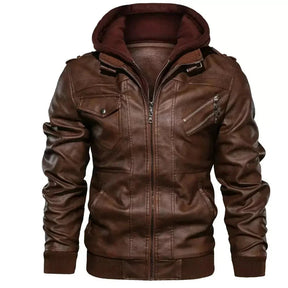 Jaqueta de Couro Masculina com Capuz - Loja Femizza