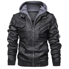 Jaqueta de Couro Masculina com Capuz - Loja Femizza