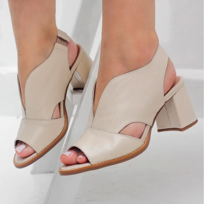 Sandália Feminina de Couro Leather - Loja Femizza