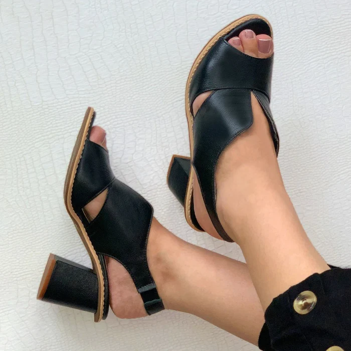 Sandália Feminina de Couro Leather - Loja Femizza